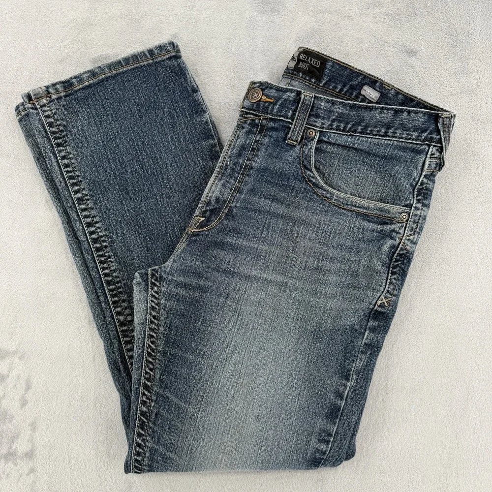 Ariat Rebar M4 Jeans Mens Size 35/32 Relaxed Boot Blue Denim Work Pants Stretch